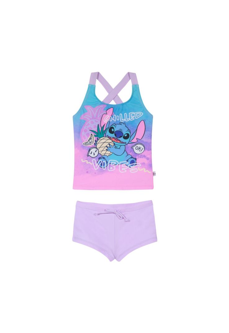 Traje de Baño Niña Tankini Disney Stitch Lila-0
