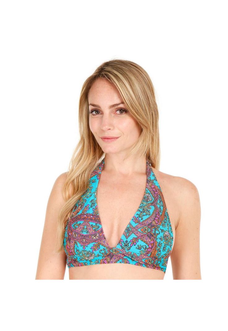 Traje de Baño Bikini Halter para Mujer Turquesa-2