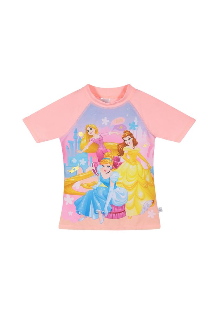 Polera Niña Manga Corta UV 50+ Disney Princesas Coral-0
