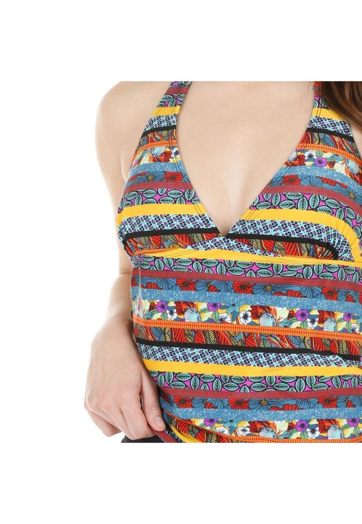 Traje de Baño Tankini Mujer H2O Wear Halter Brillo Verde-4