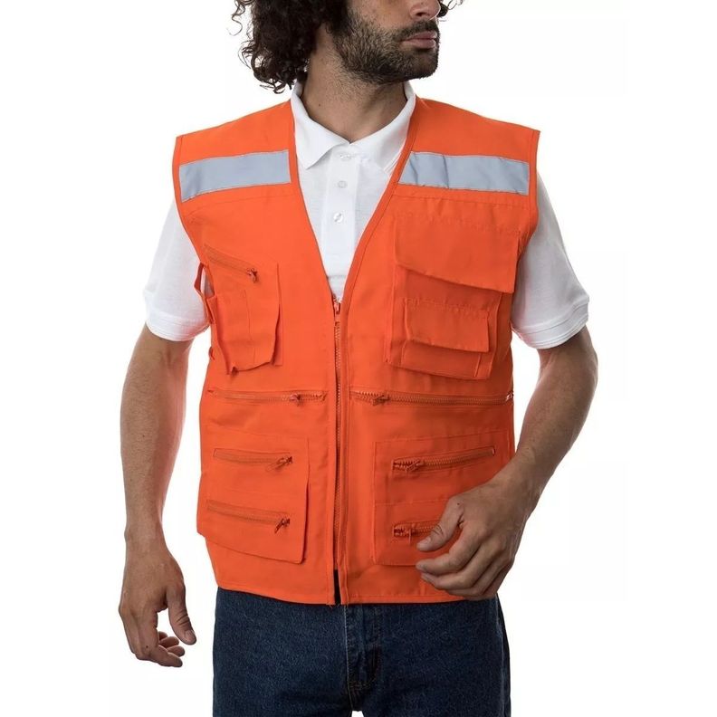 Chaleco Geólogo Poplín Reflectante Multibolsillo Naranjo Talla XXL-0