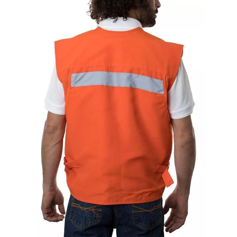 Chaleco Geólogo Poplín Reflectante Multibolsillo Naranjo Talla XXL-2