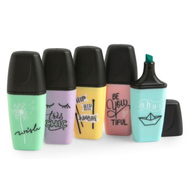 5 Mini Destacadores Boss Pastel Blister-1