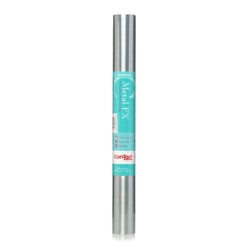 Rollo De Papel Vinílico Adhesivo Con-tact Metalizado 45x182 Acero Inox-0