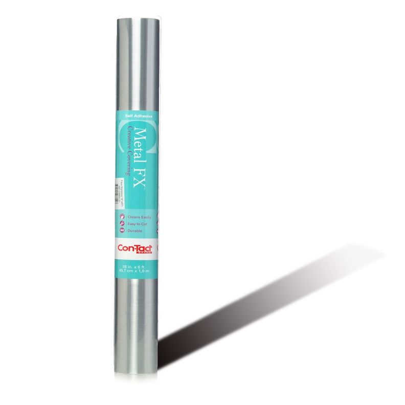 Rollo De Papel Vinílico Adhesivo Con-tact Metalizado 45x182 Acero Inox-3