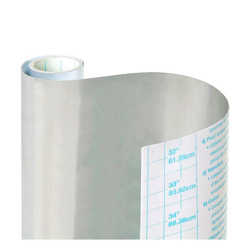 Rollo De Papel Vinílico Adhesivo Con-tact Metalizado 45x182 Acero Inox-5