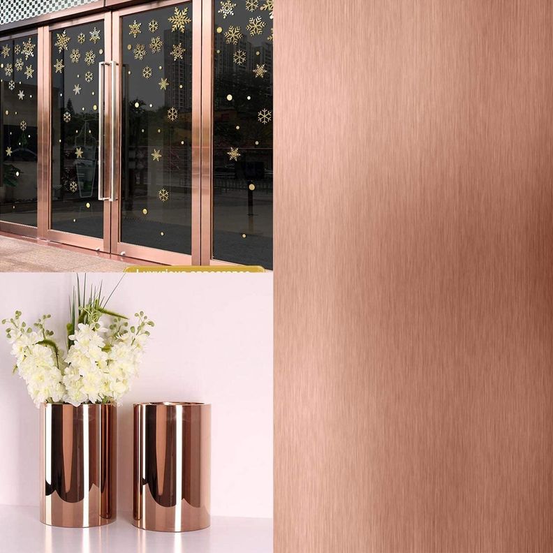 Rollo De Papel Vinílico Adhesivo Con-tact Metalizado 45x182 Cobre Cepillado-5