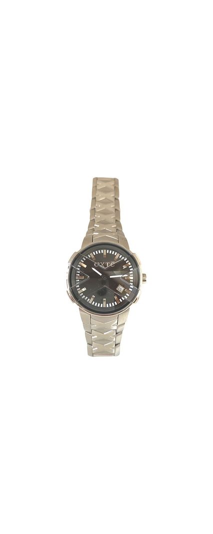 Reloj Análogo Clásico Exté Plateado Esfera Negra-6