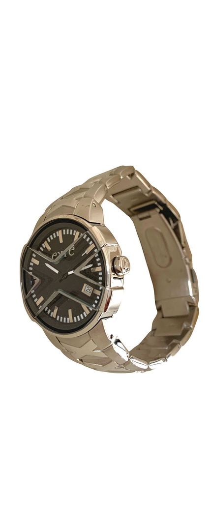 Reloj Análogo Clásico Exté Plateado Esfera Negra-3