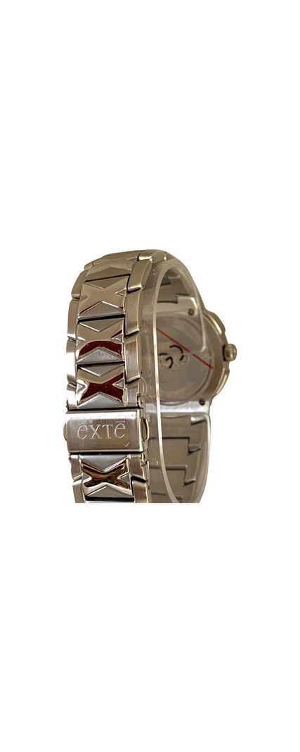 Reloj Análogo Clásico Exté Plateado Esfera Negra-2