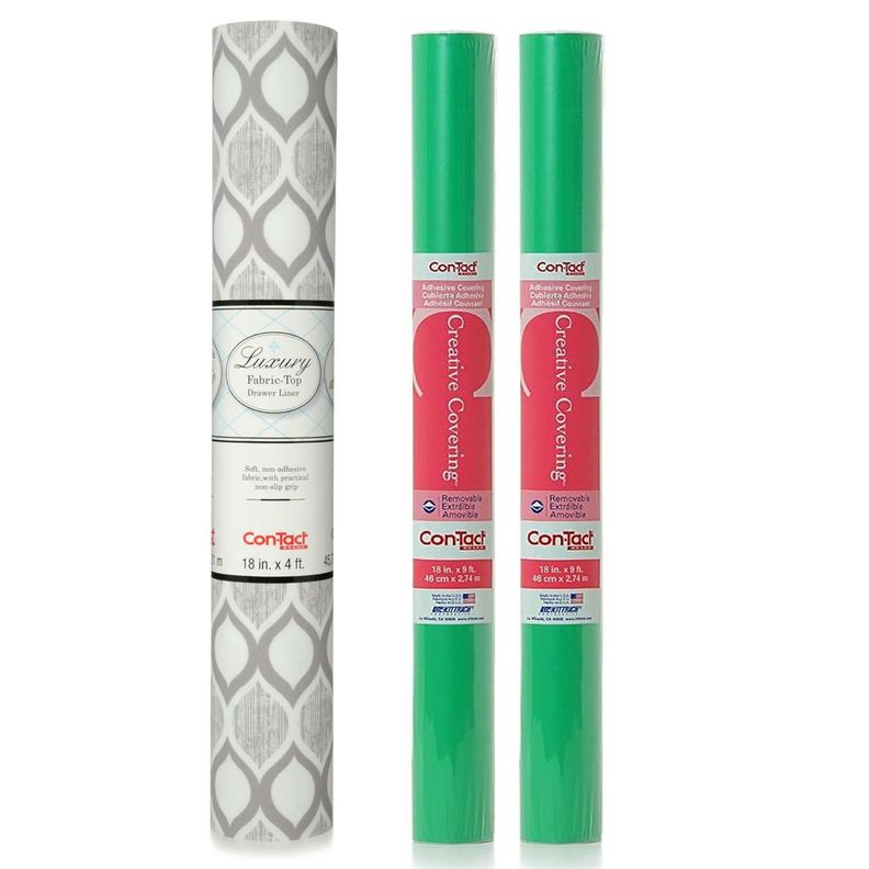 Pack con un rollo de revestimiento textil acolchado Savoy y dos rollos de papel adhesivo color verde-2