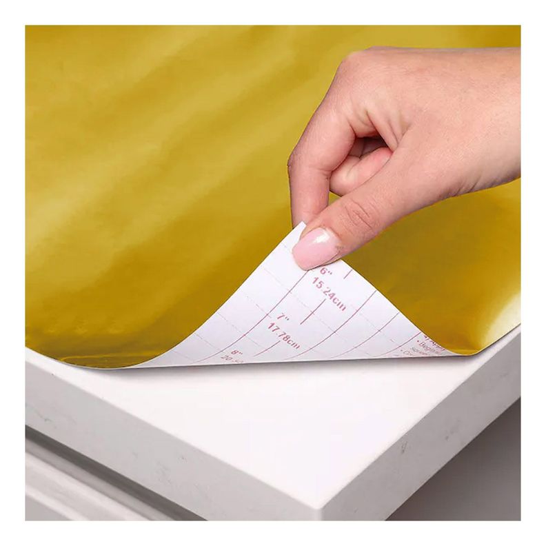 Rollo De Papel Vinílico Adhesivo Con-tact Metalizado 45x182 Dorado Cepillado-2