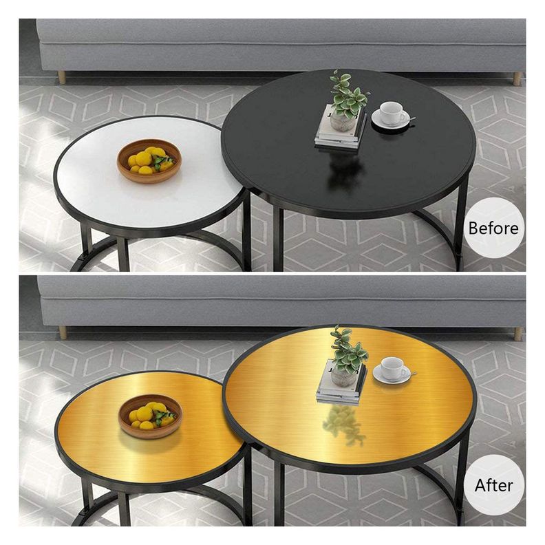 Rollo De Papel Vinílico Adhesivo Con-tact Metalizado 45x182 Dorado Cepillado-5