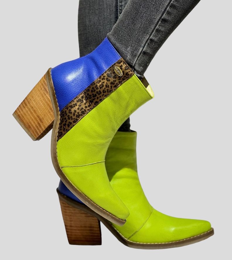 Botin Tati Verde Pistacho Leopardo Exotica -1