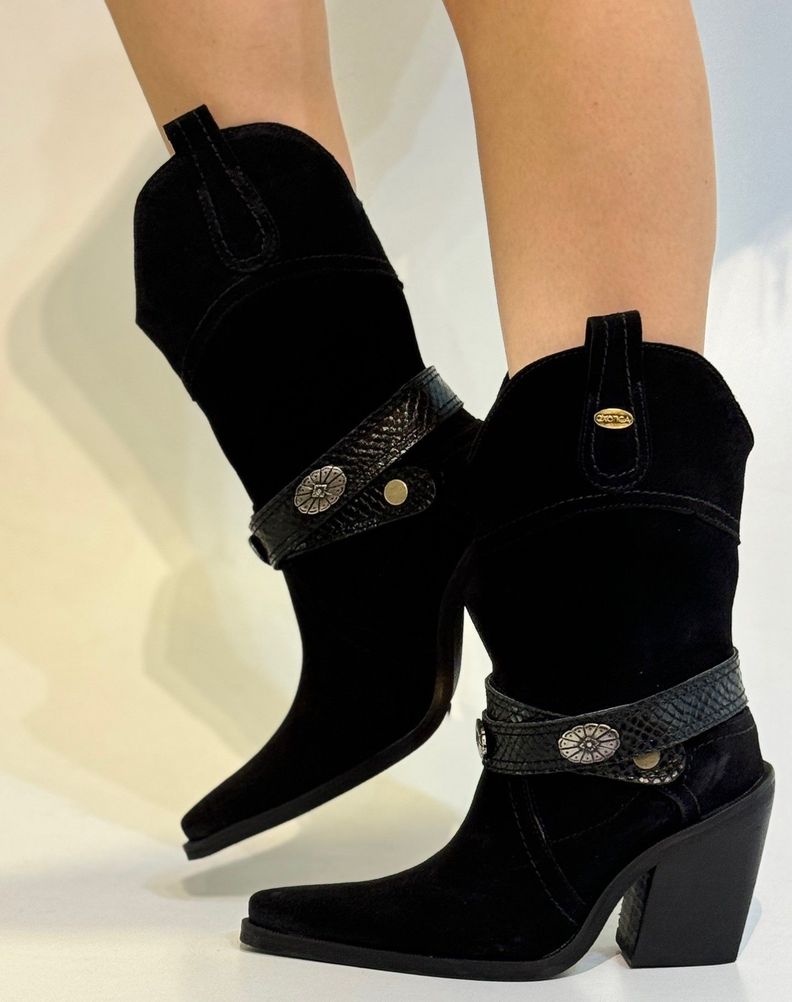 Bota Cuero Botas Negras Con Chiporro Botas De Reno Con Chiporro