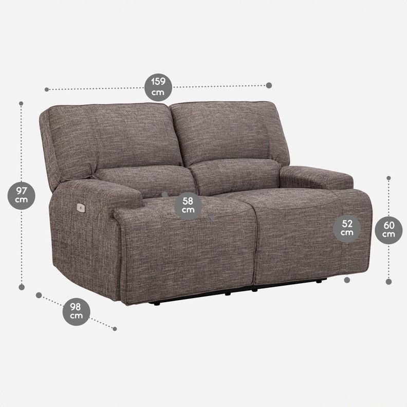 Sofá Reclinable Rosen Jagger Eléctrico 2 Cuerpos Tela Taupe-1