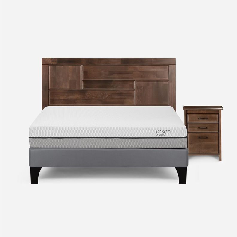 Cama Europea Pratta Full Pata Madera+ Respaldo+Velador Dolce-0