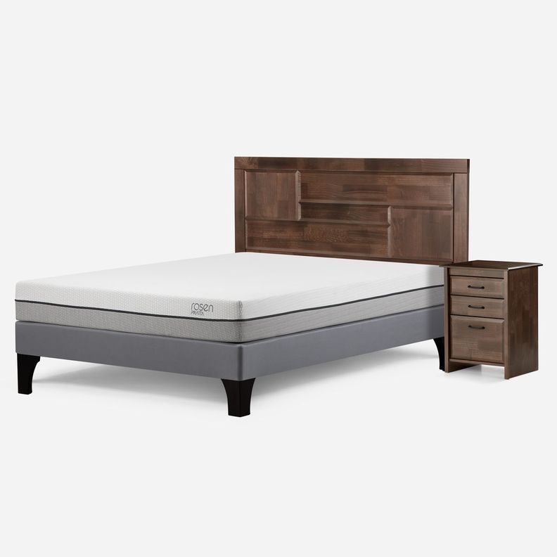 Cama Europea Pratta Full Pata Madera+ Respaldo+Velador Dolce-1