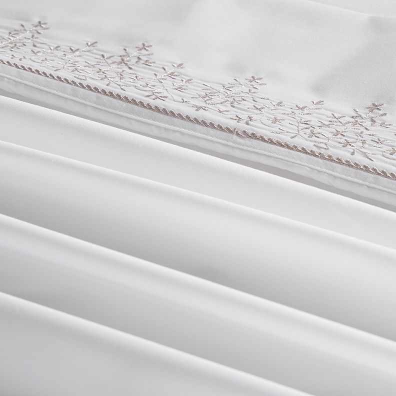 Sábana Rosen 220 Hilos Bordada Floral Blanca 2 Plazas-2