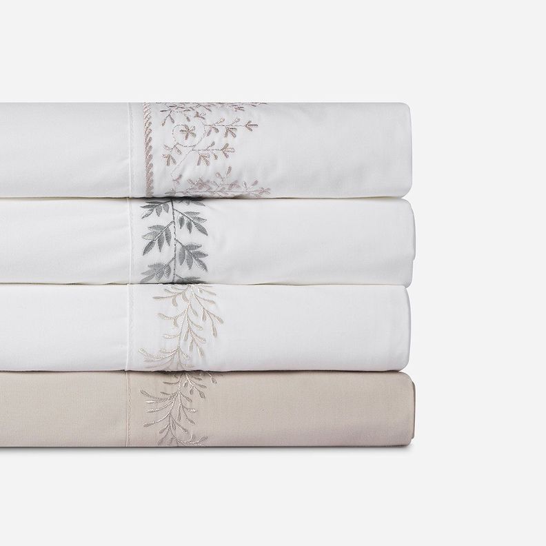 Sábana Rosen 220 Hilos Bordada Floral Blanca 2 Plazas-4