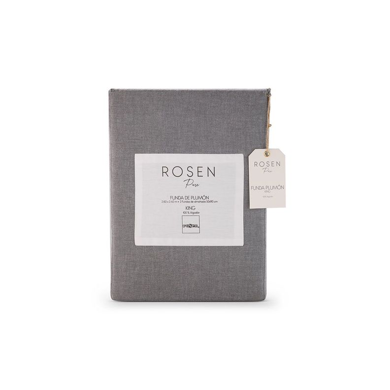 Funda Plumón Rosen Algodón Pure New Lanin King Gris-5