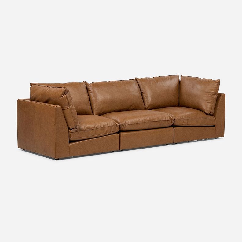 Sofá Modular Seattle 3 Piezas Cuero Camel-0