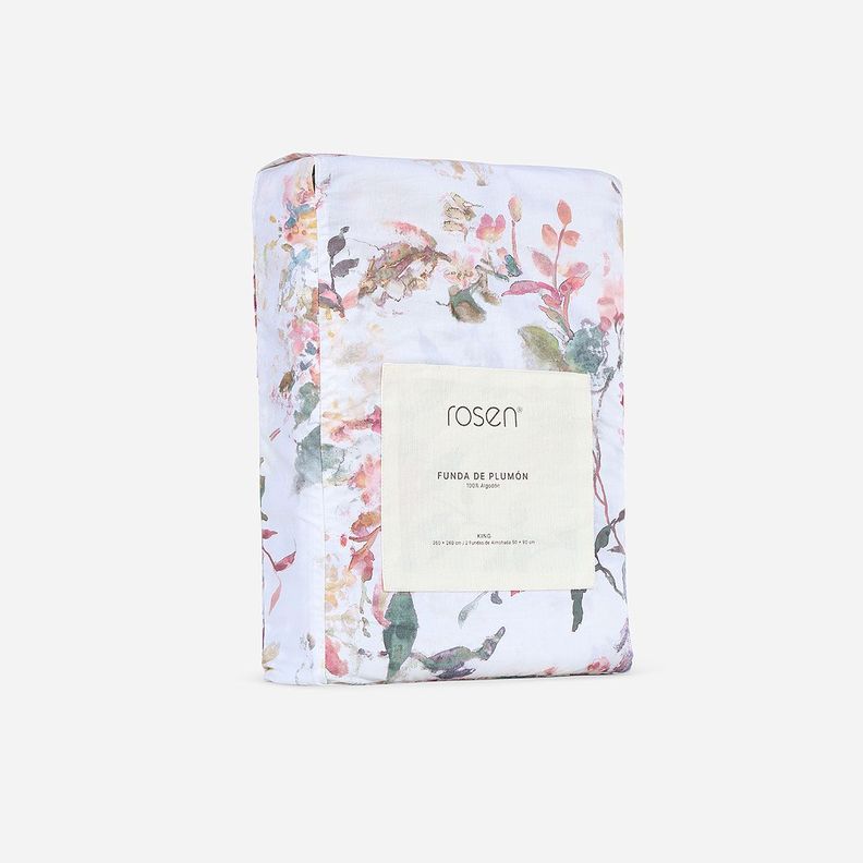 Funda Plumón Reversible Algodón Tabea Botanico Súper King-5