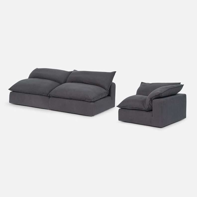 Modular Rosen Shanklin 1 Esquinero + 2 Butacas Tela Charcoal-5