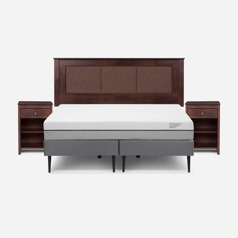 Cama Europea Pratta 2 Pl Pata Acero BD +Respaldo y Veladores-0