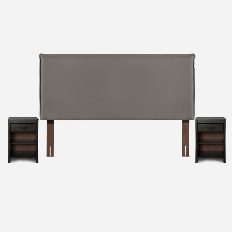 Cama Pratta 2 Plazas Pata Madera BD + Muebles Maurice Gris-2