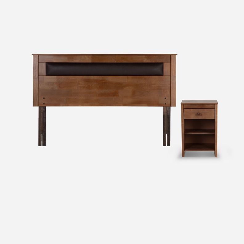 Cama Europea Pratta Full Pata Madera + Respaldo y Velador-2