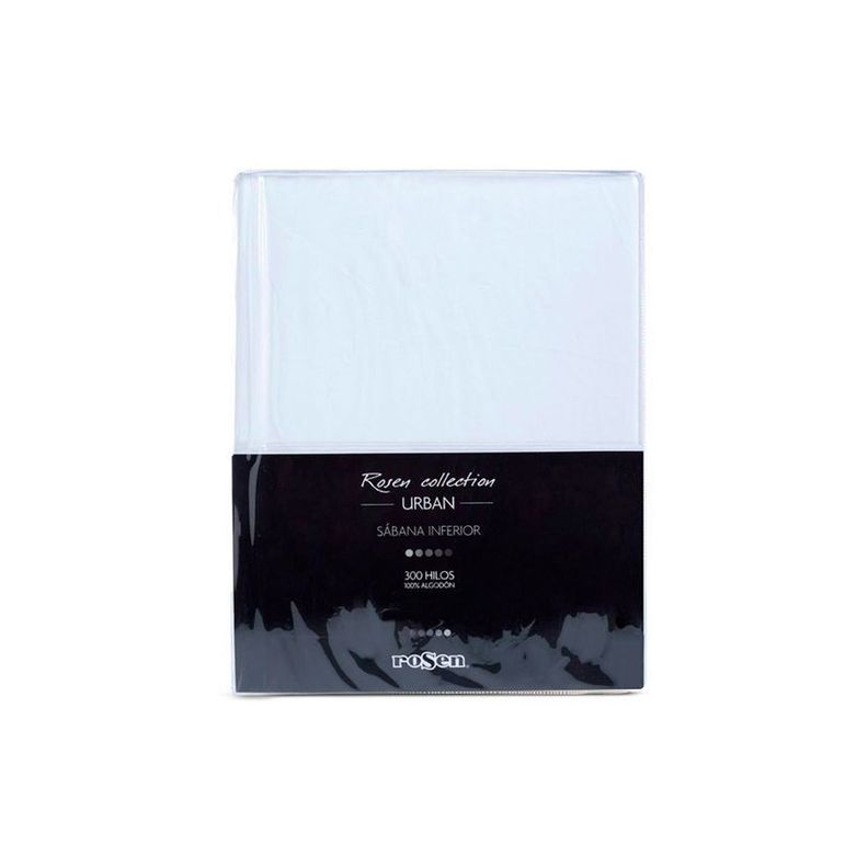 Sábana Inferior Rosen 300 Hilos Algodón Blanca 1,5 Plazas-1