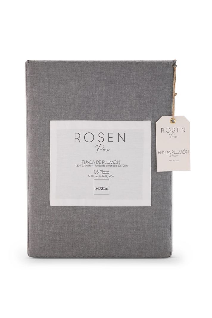 Funda Plumón Rosen Algodón Pure New Lanin 1,5 Plazas Gris-5