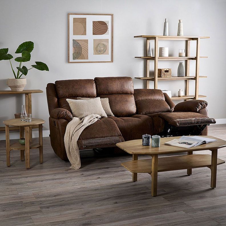 Sofá Reclinable Ascott 3 Cuerpos Manual Cuero PU Chocolate-1
