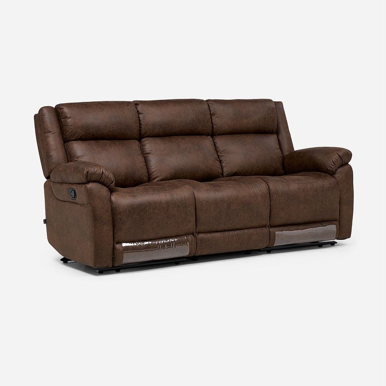 Sofá Reclinable Ascott 3 Cuerpos Manual Cuero PU Chocolate-2