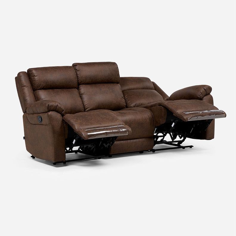 Sofá Reclinable Ascott 3 Cuerpos Manual Cuero PU Chocolate-3