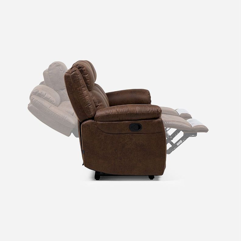 Sofá Reclinable Ascott 3 Cuerpos Manual Cuero PU Chocolate-5