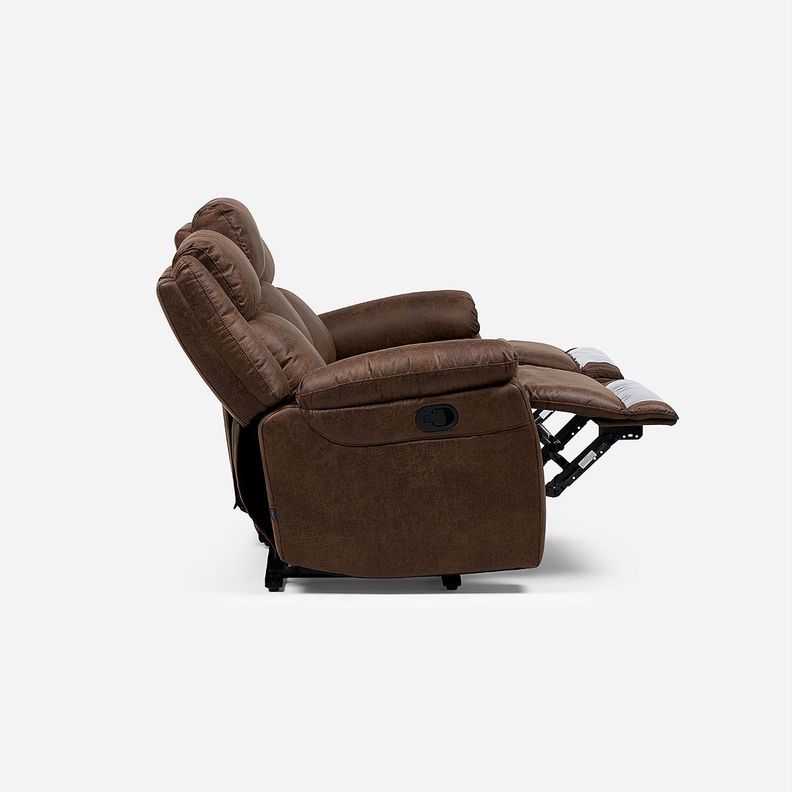 Sofá Reclinable Ascott 3 Cuerpos Manual Cuero PU Chocolate-6