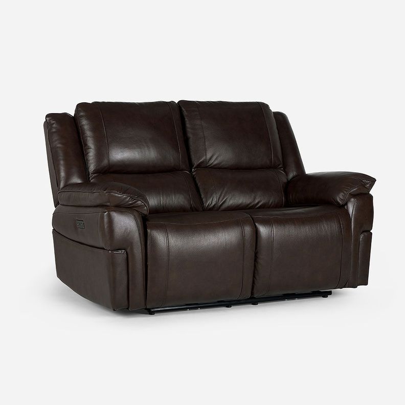 Sofá Reclinable Jeff Eléctrico 2 Cuerpos Cuero Chestnut-1