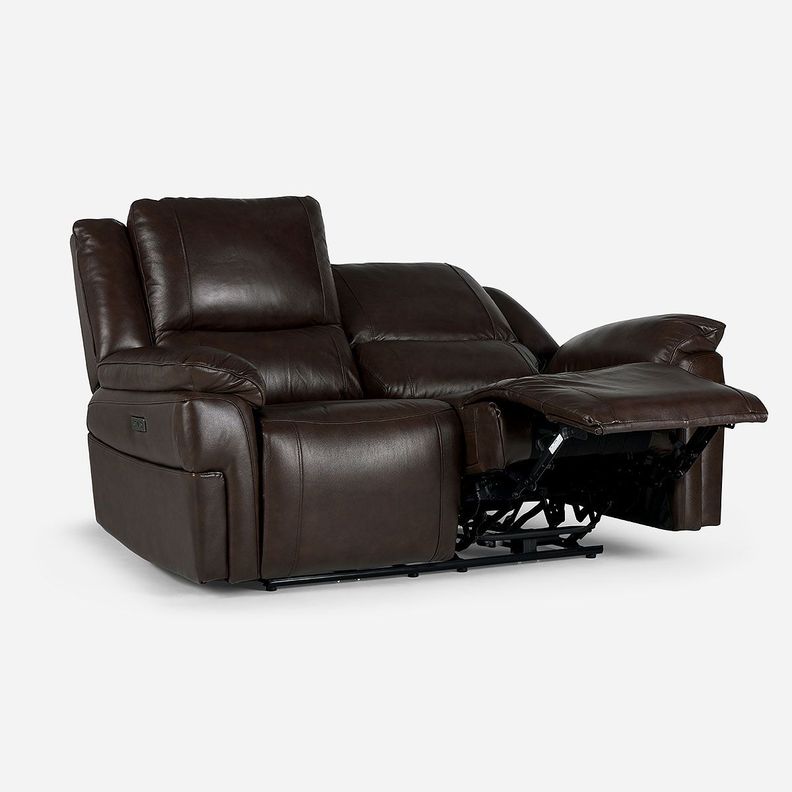 Sofá Reclinable Jeff Eléctrico 2 Cuerpos Cuero Chestnut-2