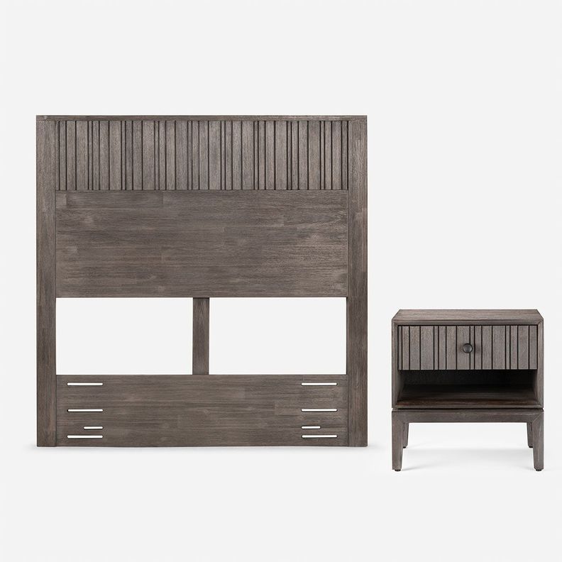 Set Respaldo 1,5 Plazas + Velador Cleveland Rosen Grafito -0