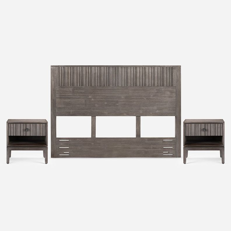 Set Respaldo 2 Plazas + Veladores Rosen Cleveland Grafito-0