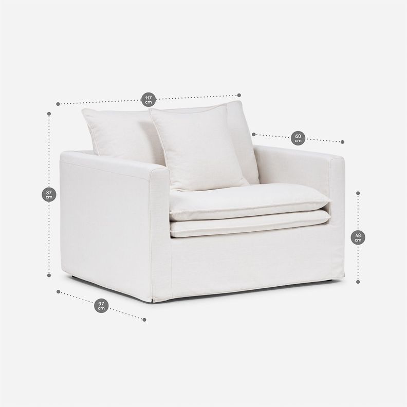 Sillón Gabon 1 Cuerpo Tela Marfil-1