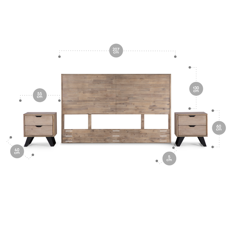 Set Respaldo King + Veladores Rosen Culver-1