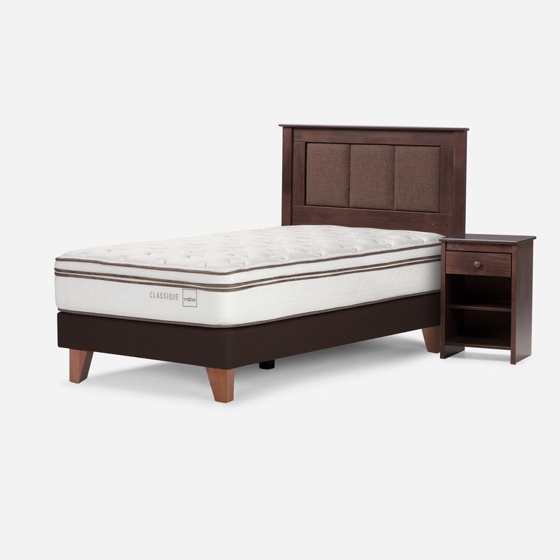 Cama Classique+ 1,5 Plazas + Respaldo Rachel+Velador Ferrara-1