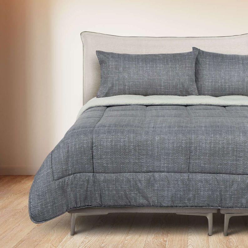 Plumón Alaska Sherpa Liso Gris 1,5 Plazas-1