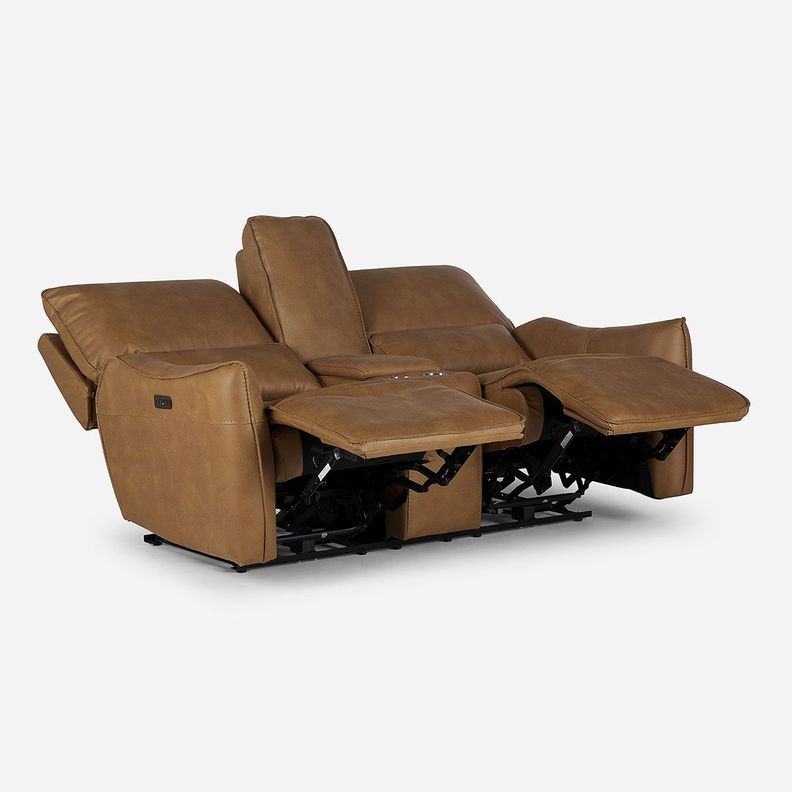 Sofá Reclinable Matt Eléctrico 2 Cuerpos Tela Camel-0