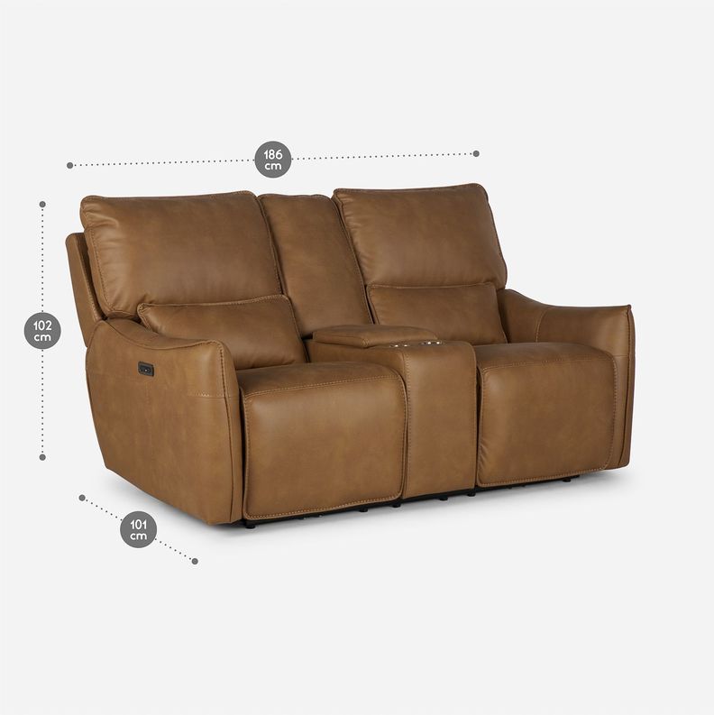 Sofá Reclinable Matt Eléctrico 2 Cuerpos Tela Camel-1