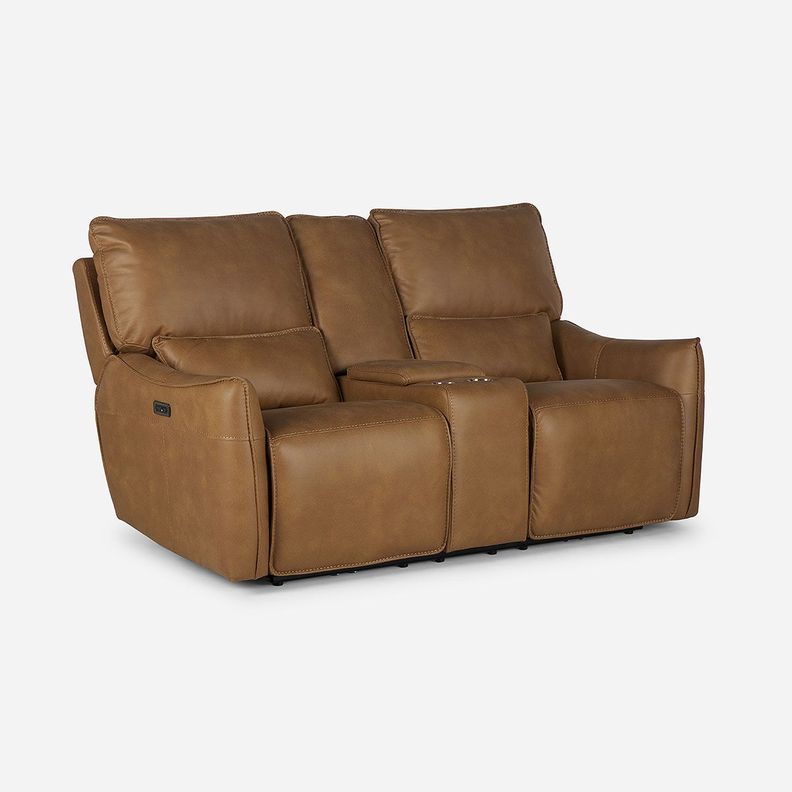 Sofá Reclinable Matt Eléctrico 2 Cuerpos Tela Camel-2