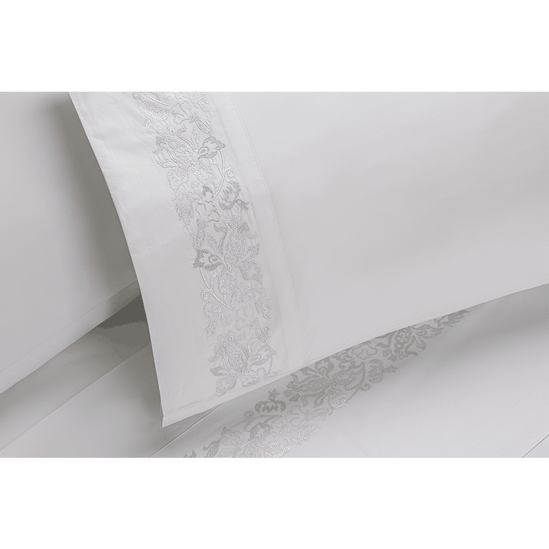 Sábana Rosen 300 Hilos Algodón Bordada Blanco 2 Plazas-1